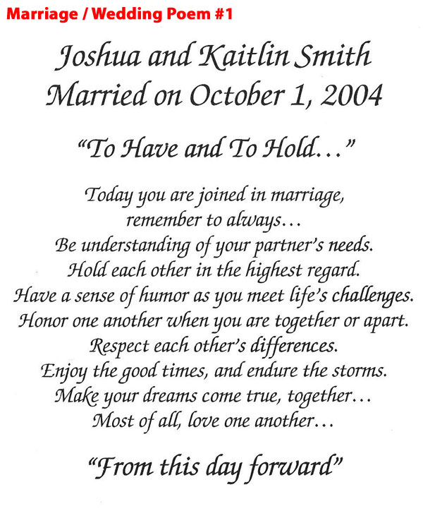 Marriage/Wedding Poem 1