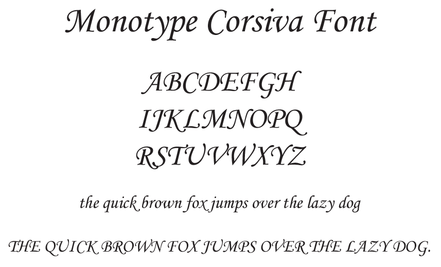 Custom Mat Fonts Corsiva